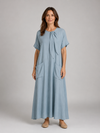 Women's Relaxed Pocket Maxi Dress – Flattering Flowy Silhouette in Light Blue | Invictora.com