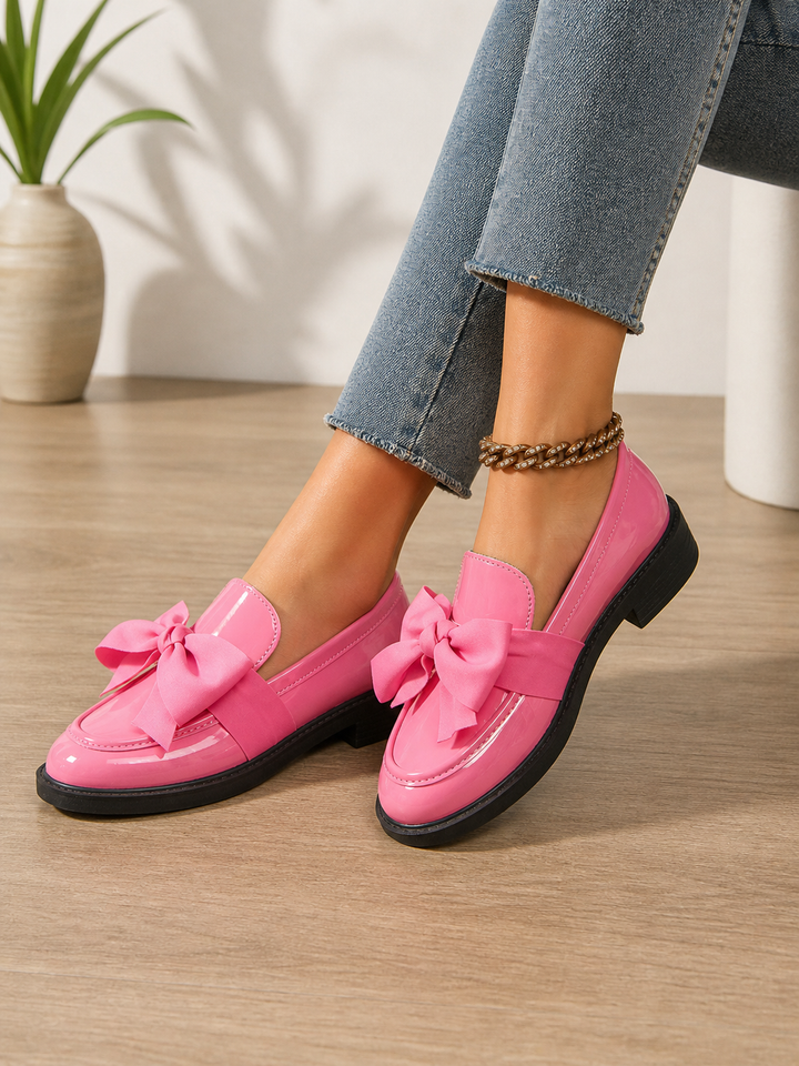 Women's Leather Loafers – Bow Detail Classic Slip-On in Brown | Invictora.com