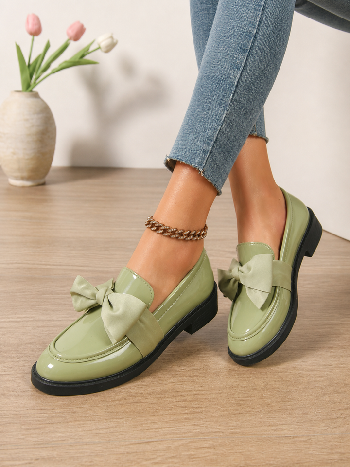 Women's Leather Loafers - Bow Detail Classic Slip-On product image | Invictora.com
