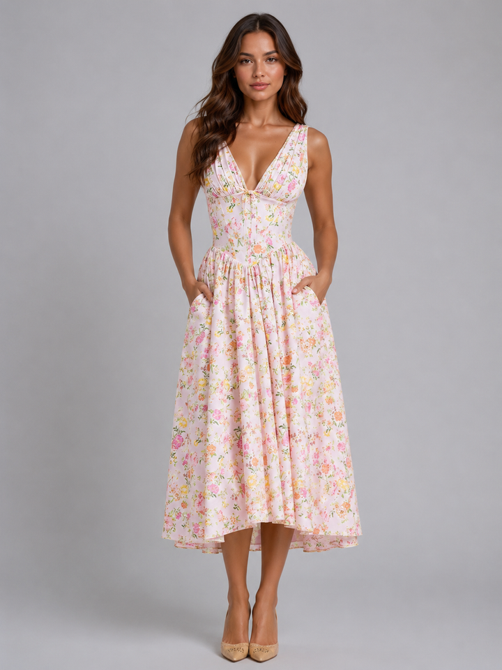 Women's Floral Midi Sundress - Summer Occasion Style product image | Invictora.com