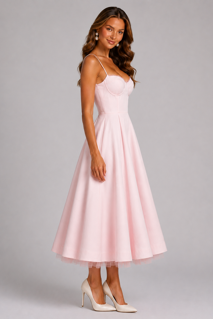 Women's Seraphina - Corset Spaghetti Strap Midi Wedding Guest Dress product image | Invictora.com