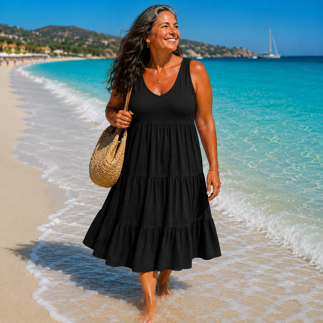 Women's Fiona – Sleeveless Flowing Summer Beach Dress in Pink | Invictora.com