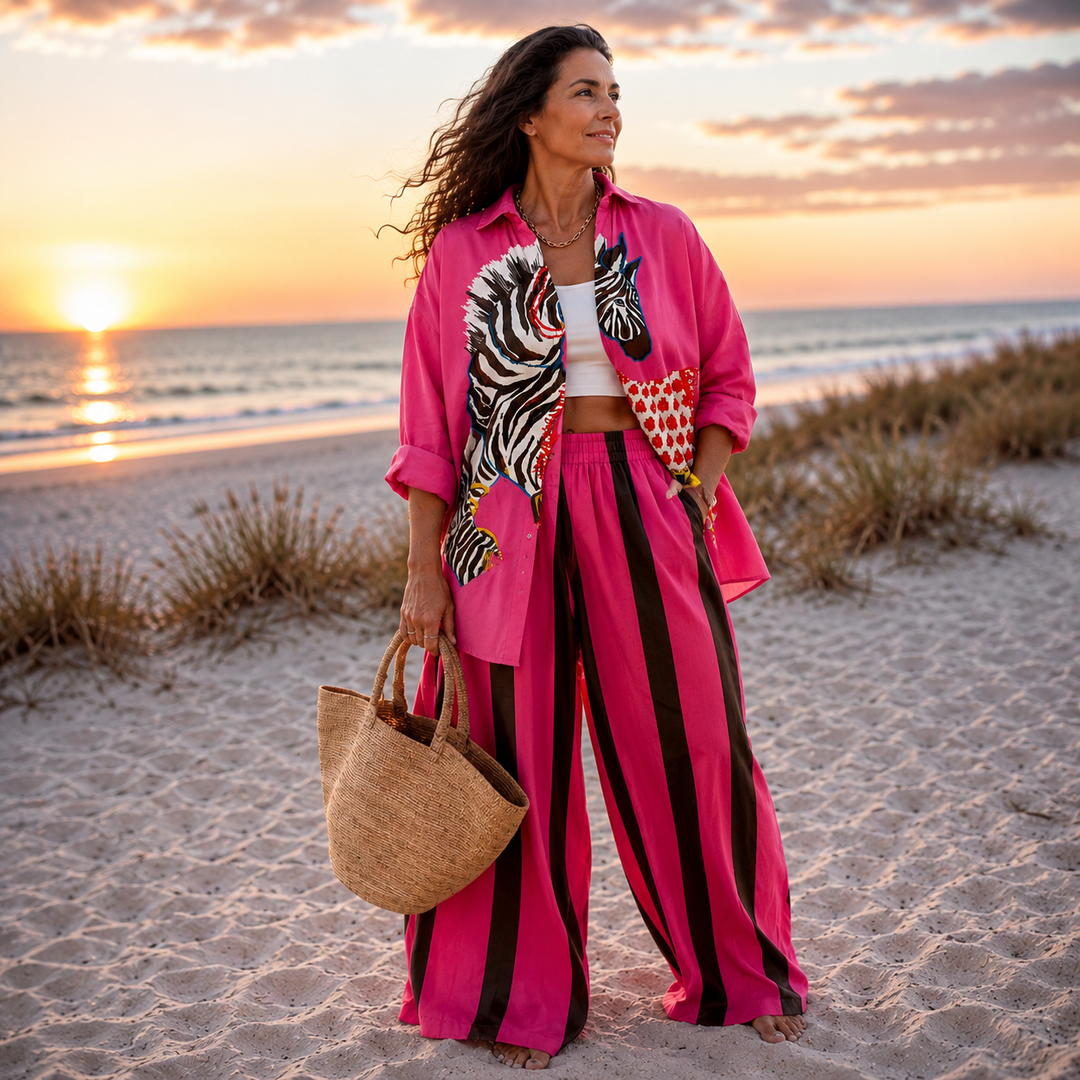 Women's Morena – Ocean Print Relaxed Co-Ord Set | Invictora.com