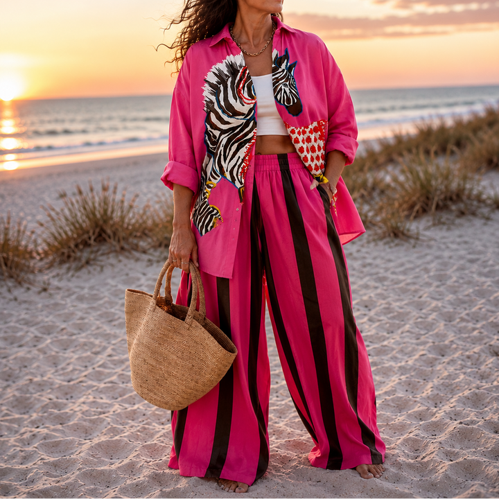Women's Morena – Ocean Print Relaxed Co-Ord Set in Multicolor | Invictora.com