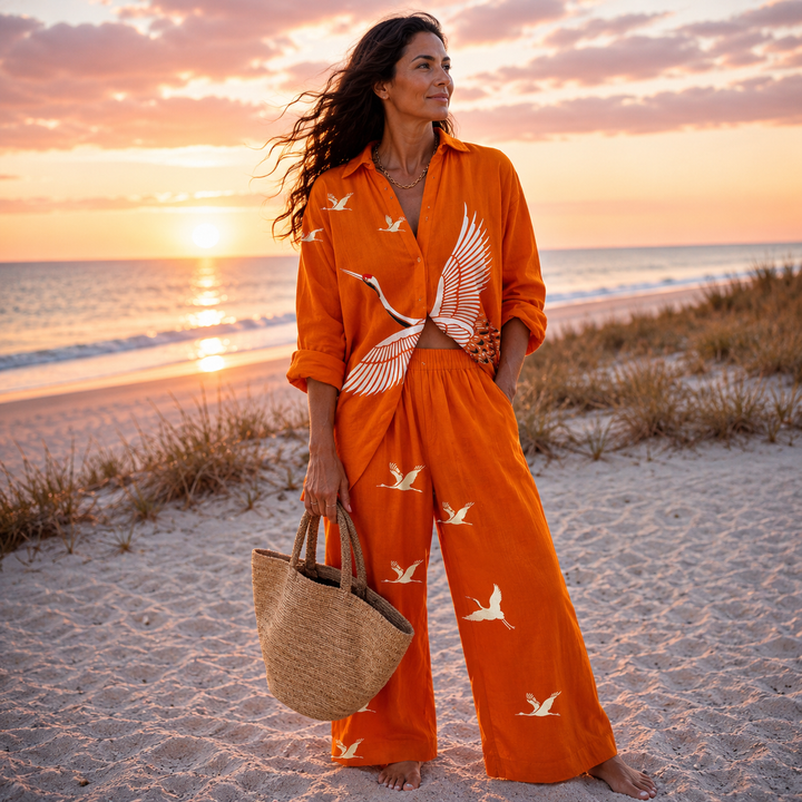 Women's Morena – Ocean Print Relaxed Co-Ord Set in Multicolor | Invictora.com