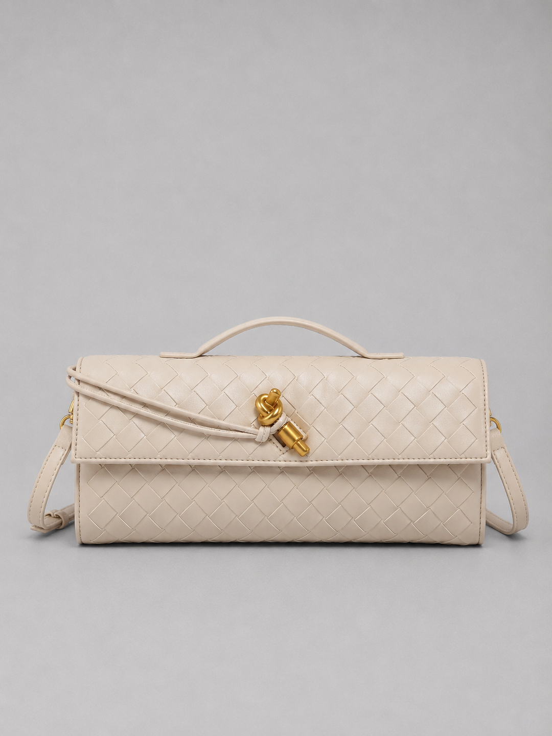 Women's Woven Leather Look Clutch Bag – Timeless Elegant Design in Green | Invictora.com