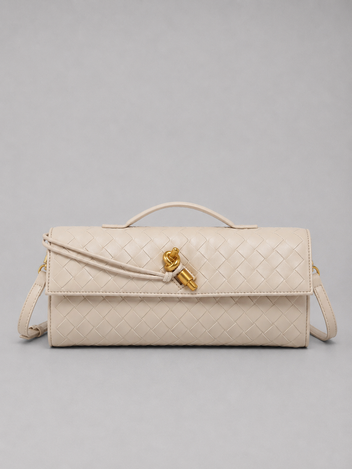 Women's Woven Leather Look Clutch Bag – Timeless Elegant Design in Green | Invictora.com