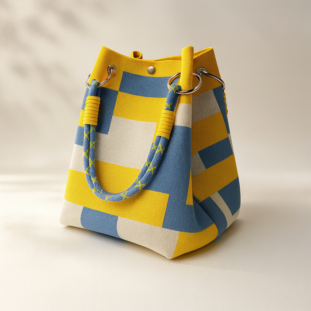Women's VICTORIA BUCKET BAG in Yellow Blue | Invictora.com