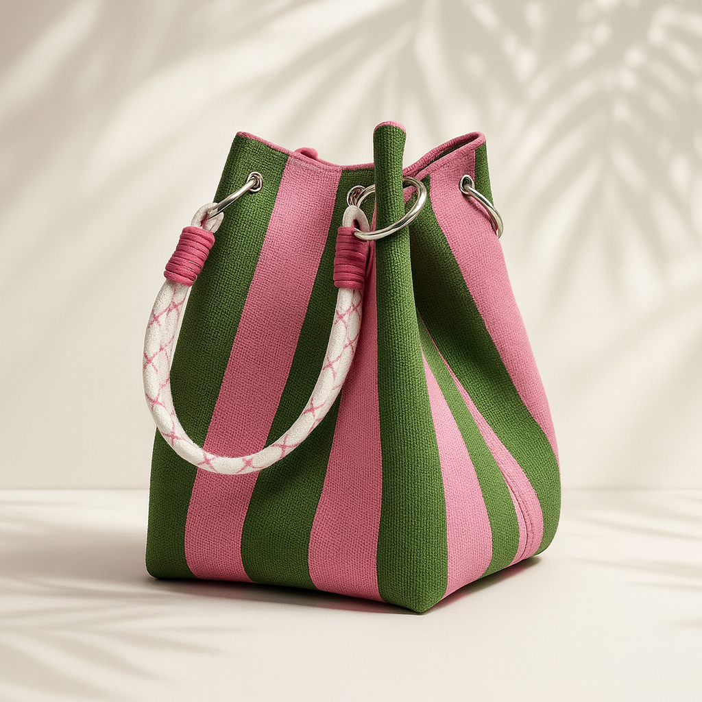 Women's VICTORIA BUCKET BAG in Pink Green | Invictora.com