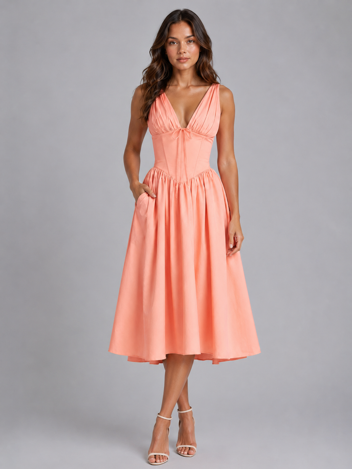 Women's Floral Midi Sundress - Summer Occasion Style product image | Invictora.com