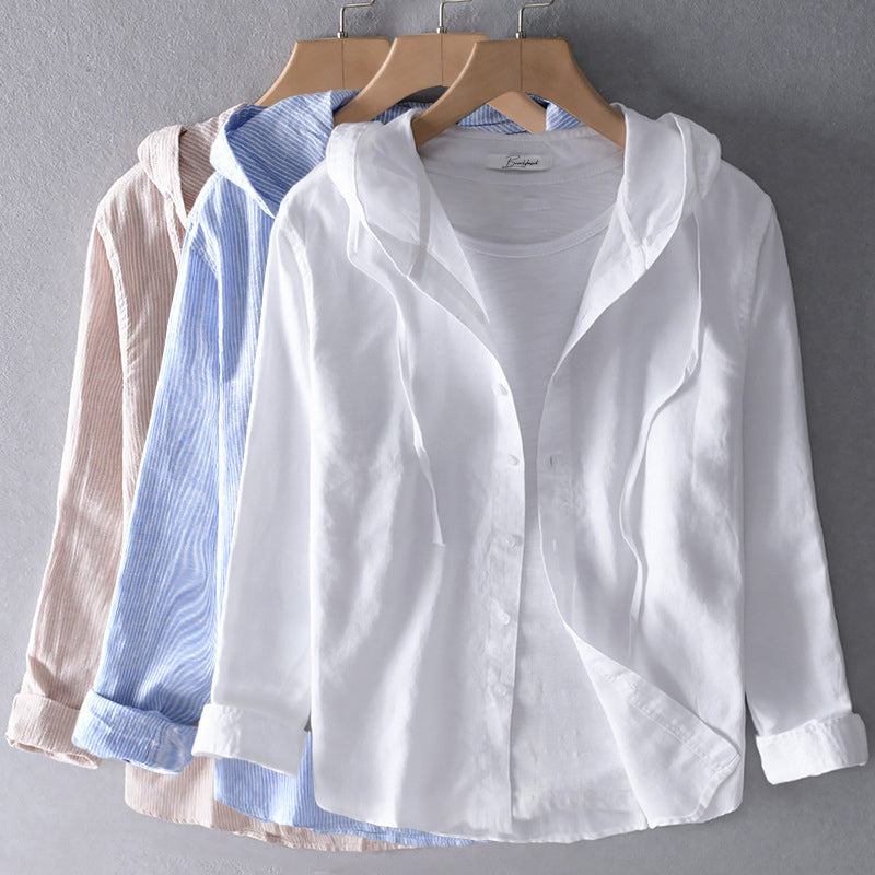 Women's Lunessa – Elegant Women's Linen Blouse in Beige | Invictora.com