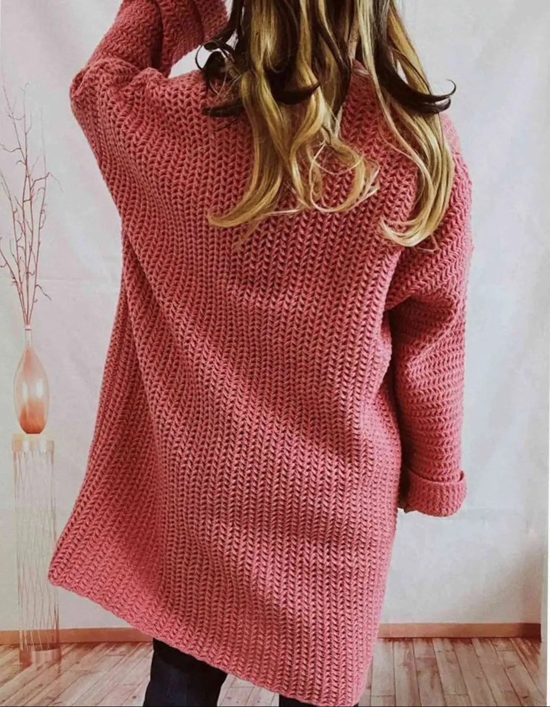 Women's Knit Cardigan – Oversized Chunky Knit Front Pockets