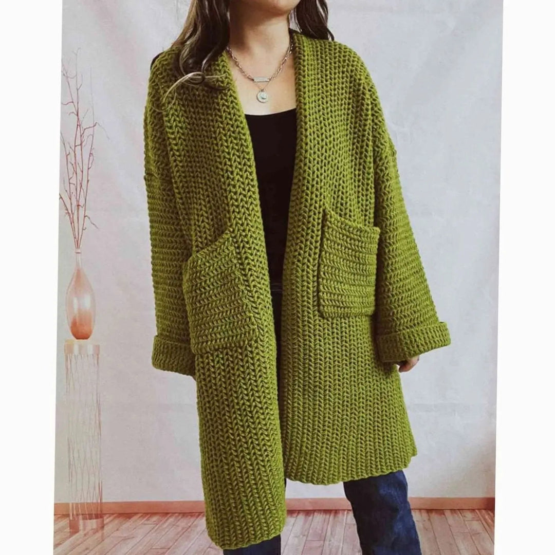 Women's Knit Cardigan – Oversized Chunky Knit Front Pockets