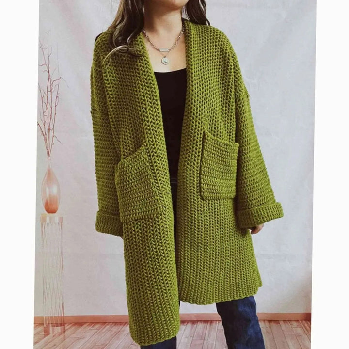 Women's Knit Cardigan – Oversized Chunky Knit Front Pockets