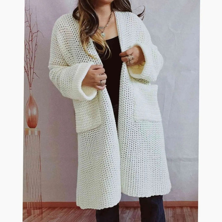 Women's Knit Cardigan – Oversized Chunky Knit Front Pockets