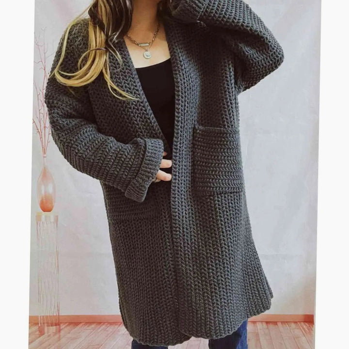 Women's Knit Cardigan – Oversized Chunky Knit Front Pockets