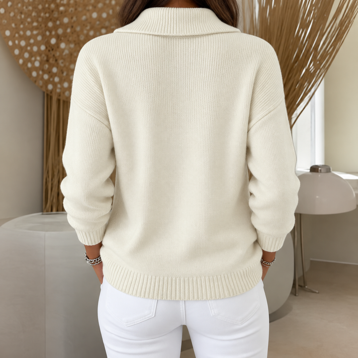 Women's Knit Cardigan – Zip-Up Collar