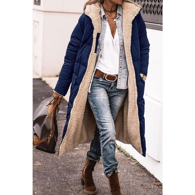 Women's Coat – Long Hooded Down Puffer Winter