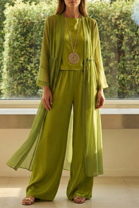 Women's Three-Piece Layered Cardigan Outfit Set
