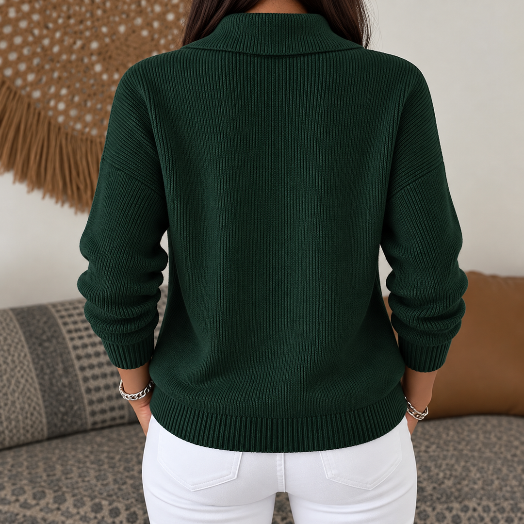Women's Knit Cardigan – Zip-Up Collar