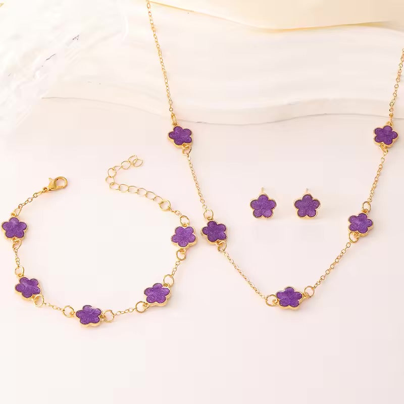 Women's Lucky Five Clover Set in Purple | Invictora.com