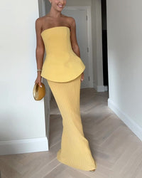 Women's Maxi Dress – Strapless Peplum