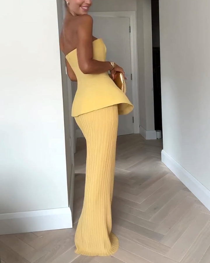 Women's Maxi Dress – Strapless Peplum