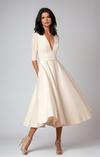 Women's Lani – Elegant & Retro-Inspired Midi Dress in Beige | Invictora.com