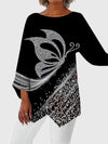 Women's Maya – Elegant Butterfly Print Asymmetric Blouse in Silver Butterfly | Invictora.com
