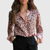 Women's Seraphina – Sophisticated Animal Print Collared Blouse