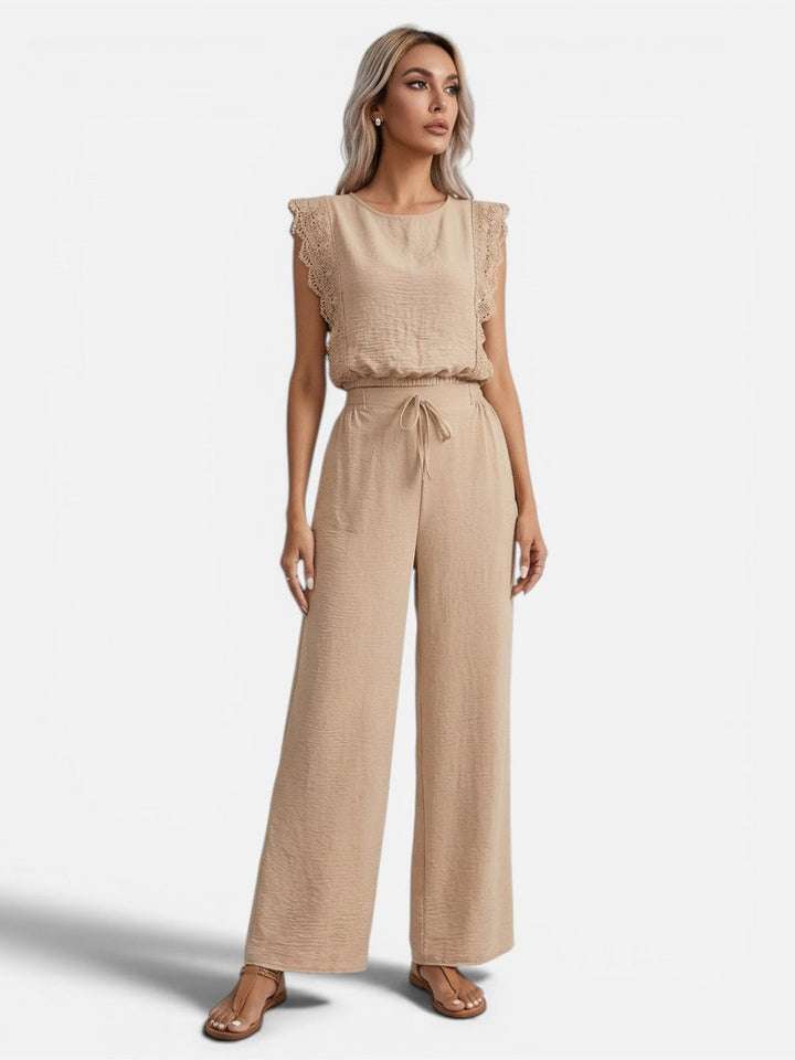 Women's Two Piece Outfit Set – Relaxed Top & Wide Leg Trousers | Invictora.com