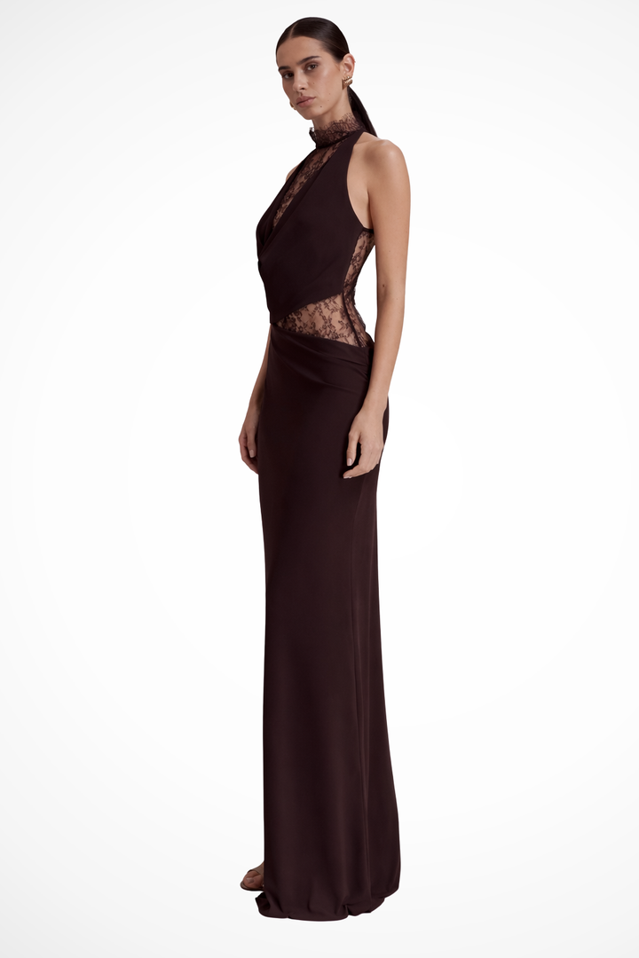 Women's Maxi Dress – Halter Neck Lace