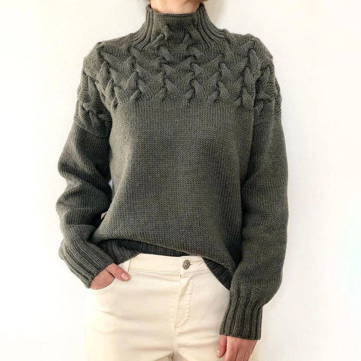 Women's Jumper – Cable-Knit Roll-Neck Relaxed