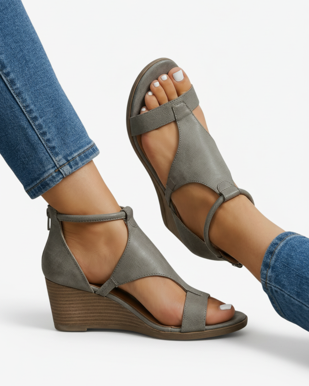 Women's Wedge Sandals - Modern Leather Look product image | Invictora.com