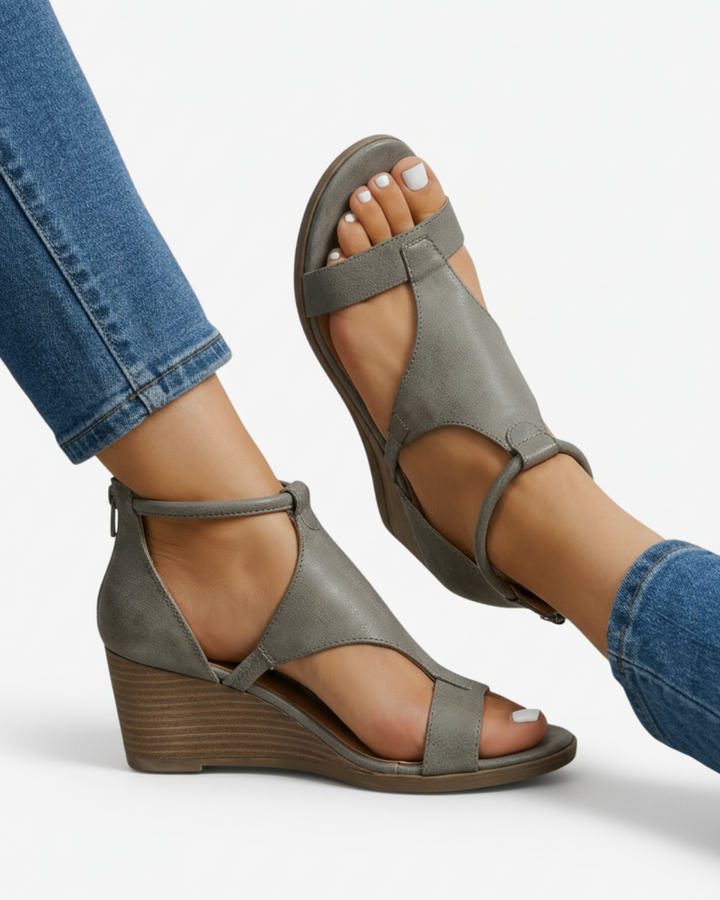 Women's Wedge Sandals - Modern Leather Look product image | Invictora.com