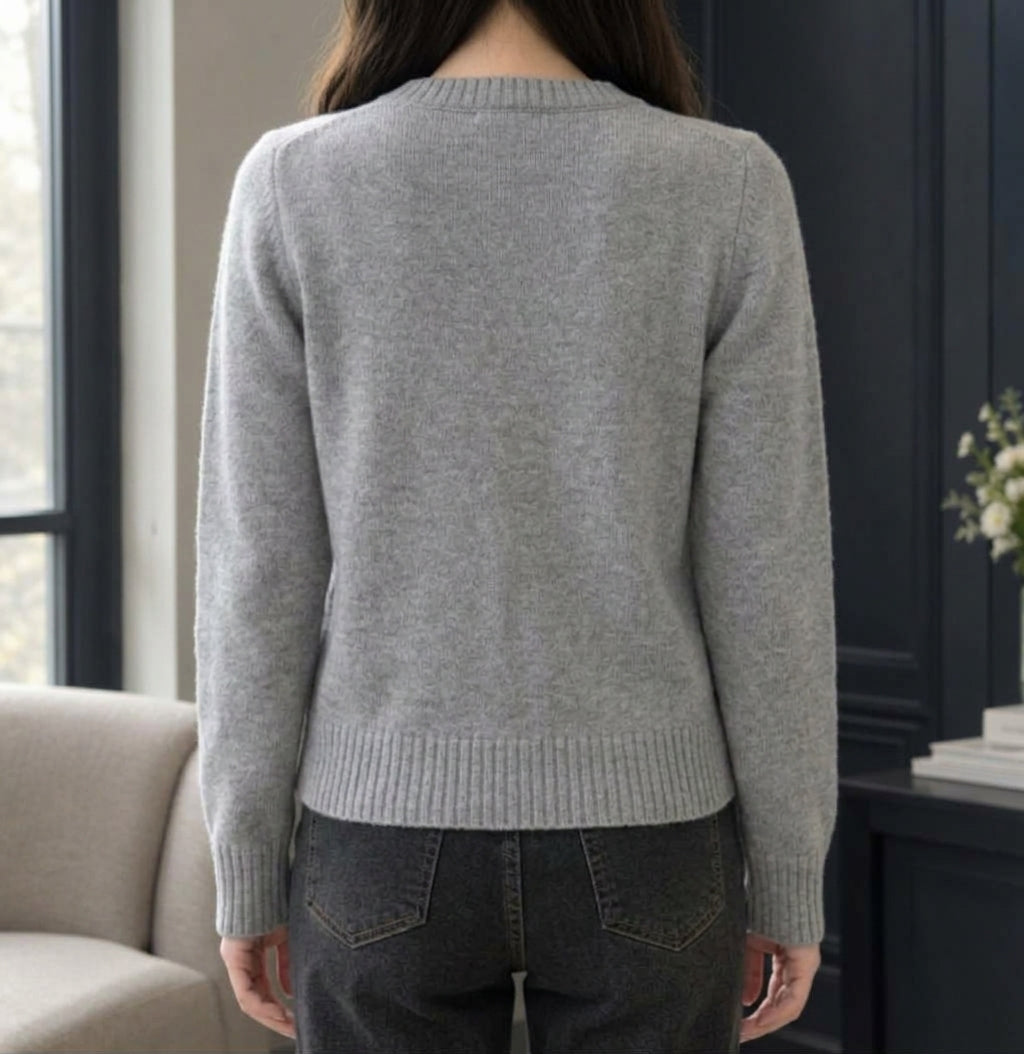 Women's Knit Cardigan – Argyle Round Neck And Cream Buttons