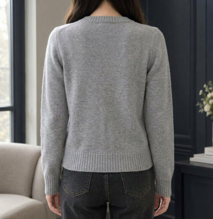 Women's Knit Cardigan – Argyle Round Neck And Cream Buttons
