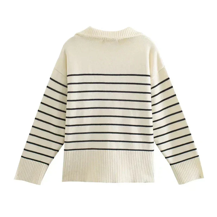 Women's Lucia Striped Half-Zip Knit Sweater | Invictora.com