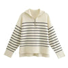 Women's Lucia Striped Half-Zip Knit Sweater | Invictora.com