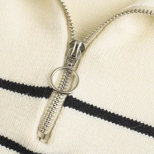 Women's Lucia Striped Half-Zip Knit Sweater | Invictora.com