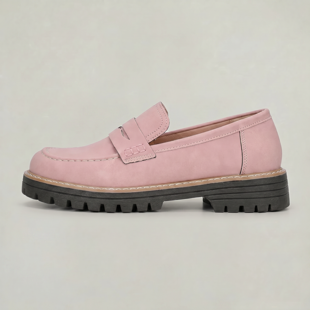 Women's Suede Platform Slip-On Penny Loafers in Brown | Invictora.com