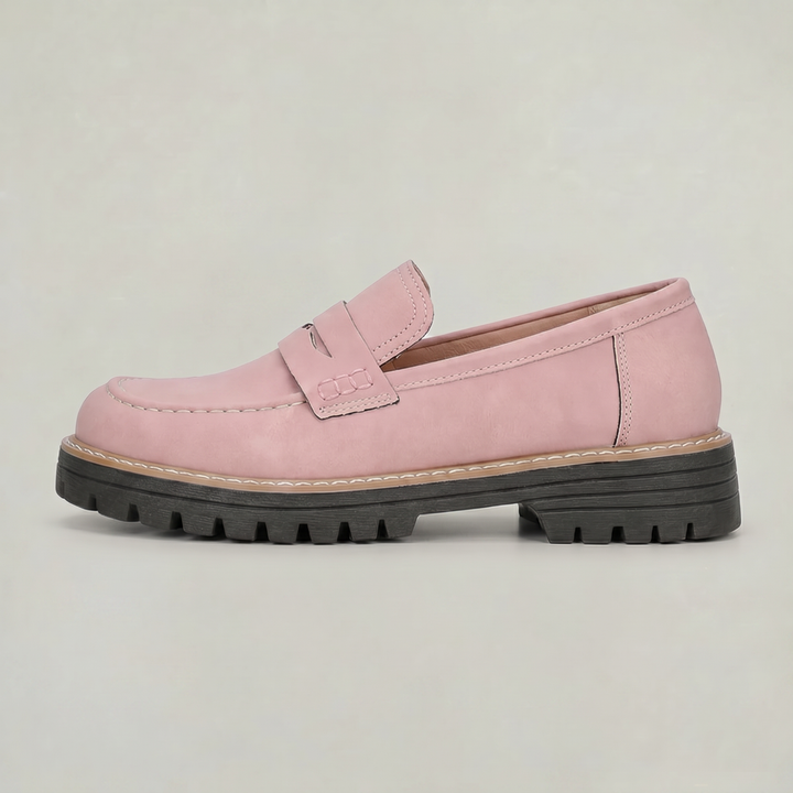 Women's Suede Platform Slip-On Penny Loafers in Brown | Invictora.com
