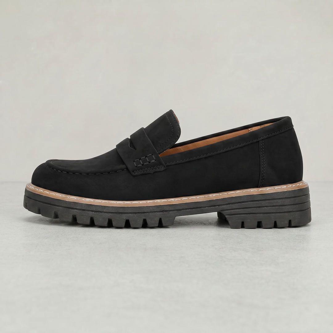 Women's Suede Platform Slip-On Penny Loafers in Brown | Invictora.com