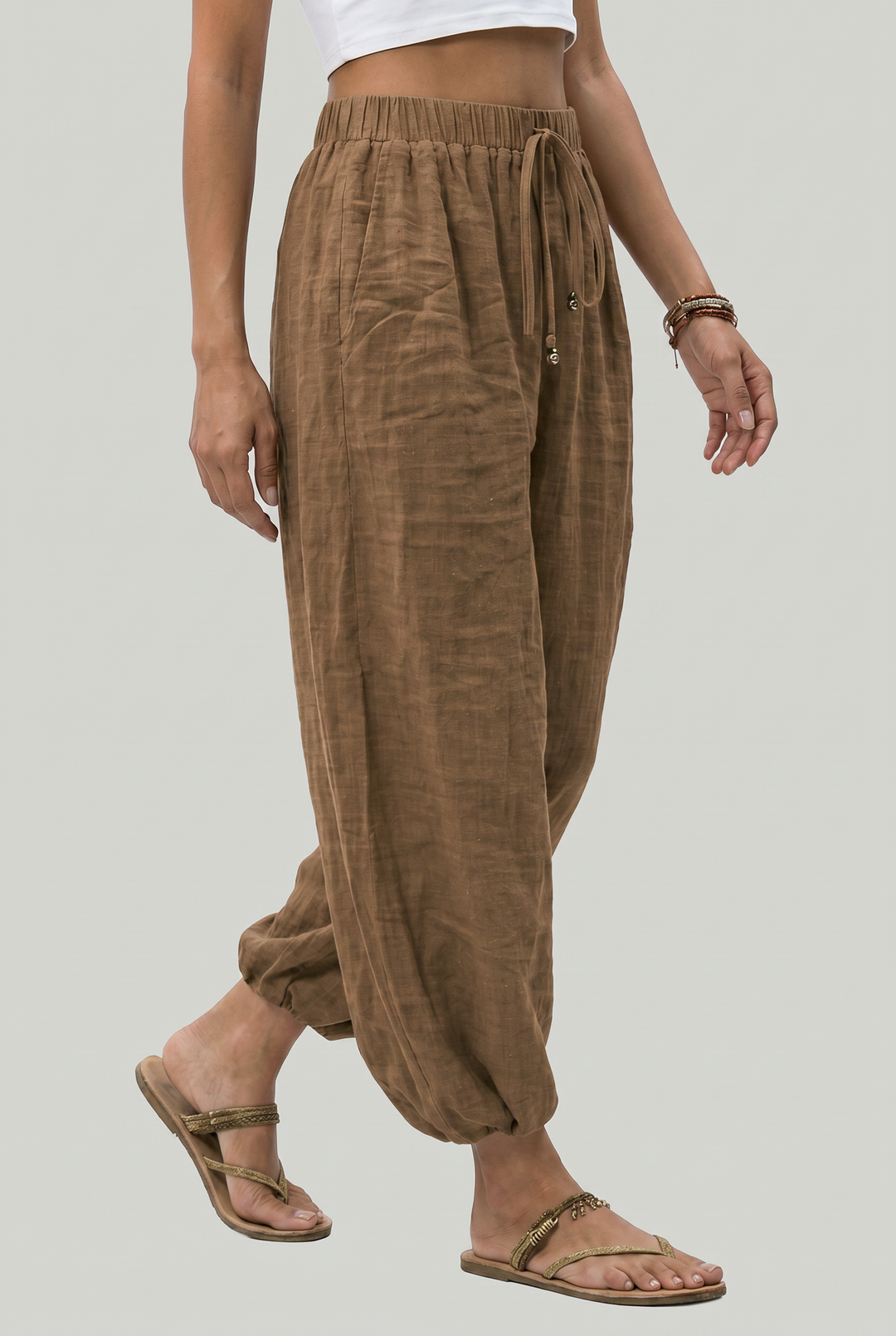 Women's Wide Leg Linen Trousers product image | Invictora.com