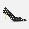 Women's Polka Dot Pointed Toe Stiletto Heels – Formal Court Shoes for Weddings in Black | Invictora.com