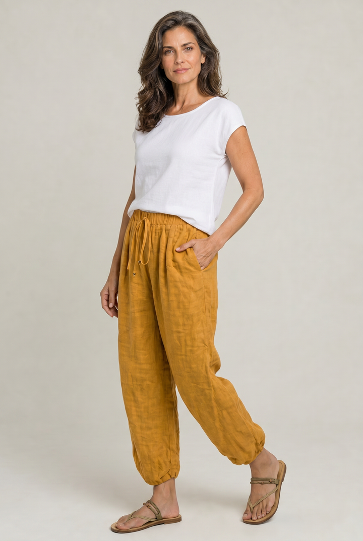Women's Wide Leg Linen Trousers product image | Invictora.com