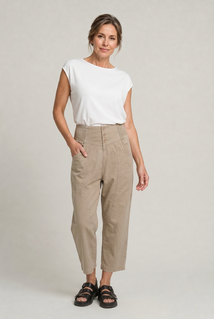 Women's Cotton Linen Wide Leg Trousers in Blue | Invictora.com