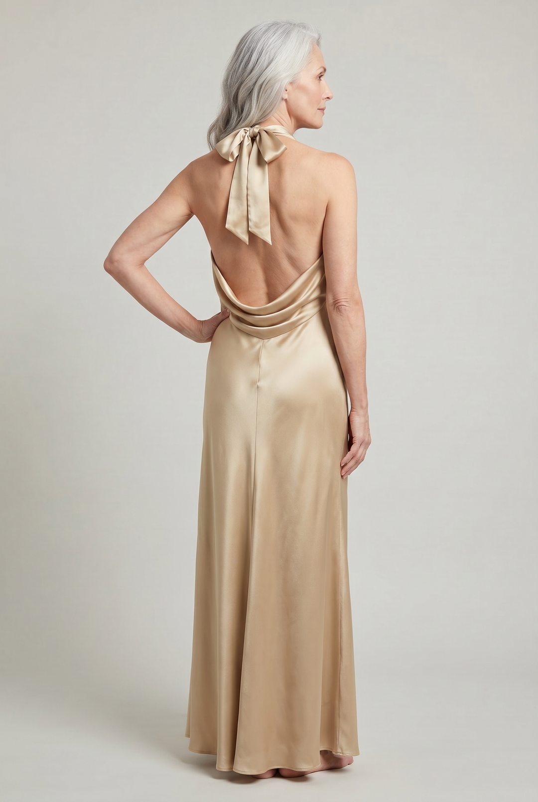 Women's Halter Neck Satin Maxi Dress product image | Invictora.com