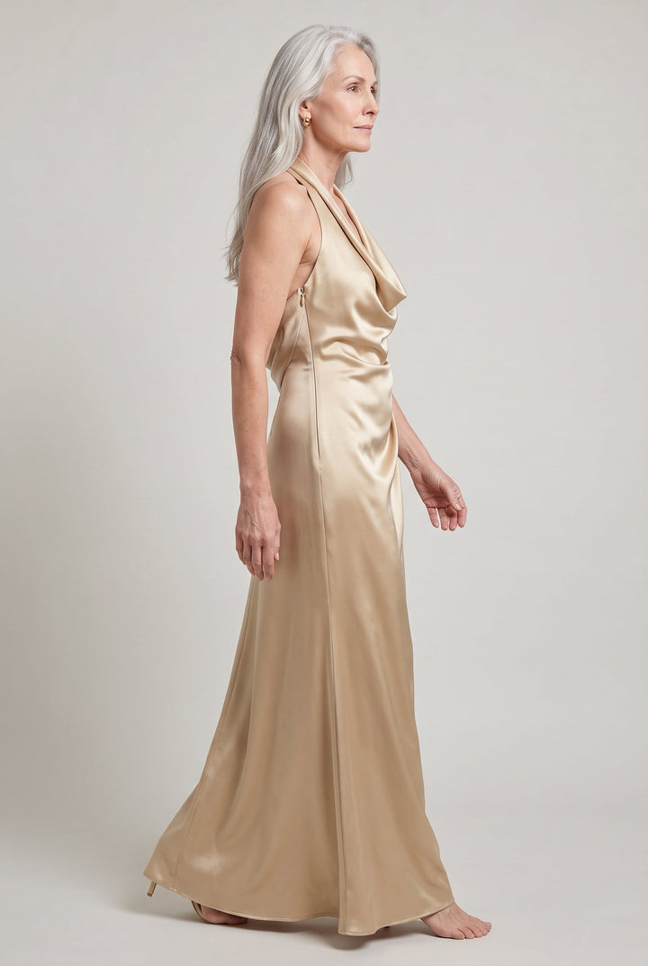 Women's Halter Neck Satin Maxi Dress product image | Invictora.com