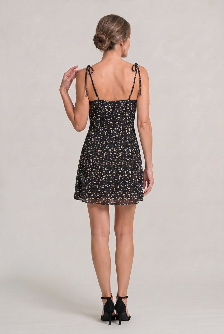 Women's Floral Print Tie Strap Mini Dress product image | Invictora.com